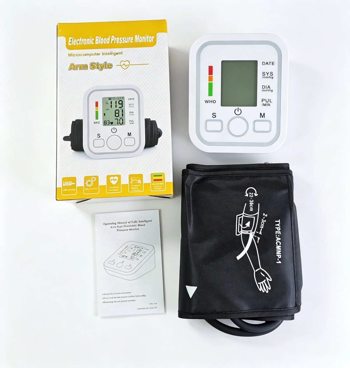 Automatic Upper Arm Blood Pressure Monitor – Digital BP & Pulse Meter